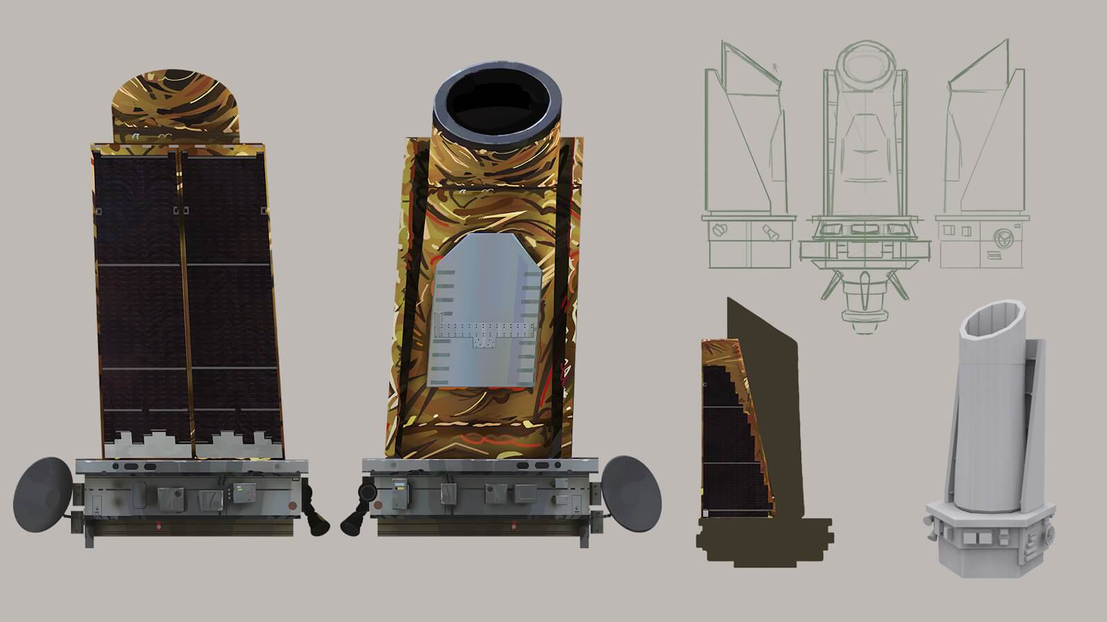 Arte conceptual para Kepler, el cohete, en las primeras etapas de desarrollo.