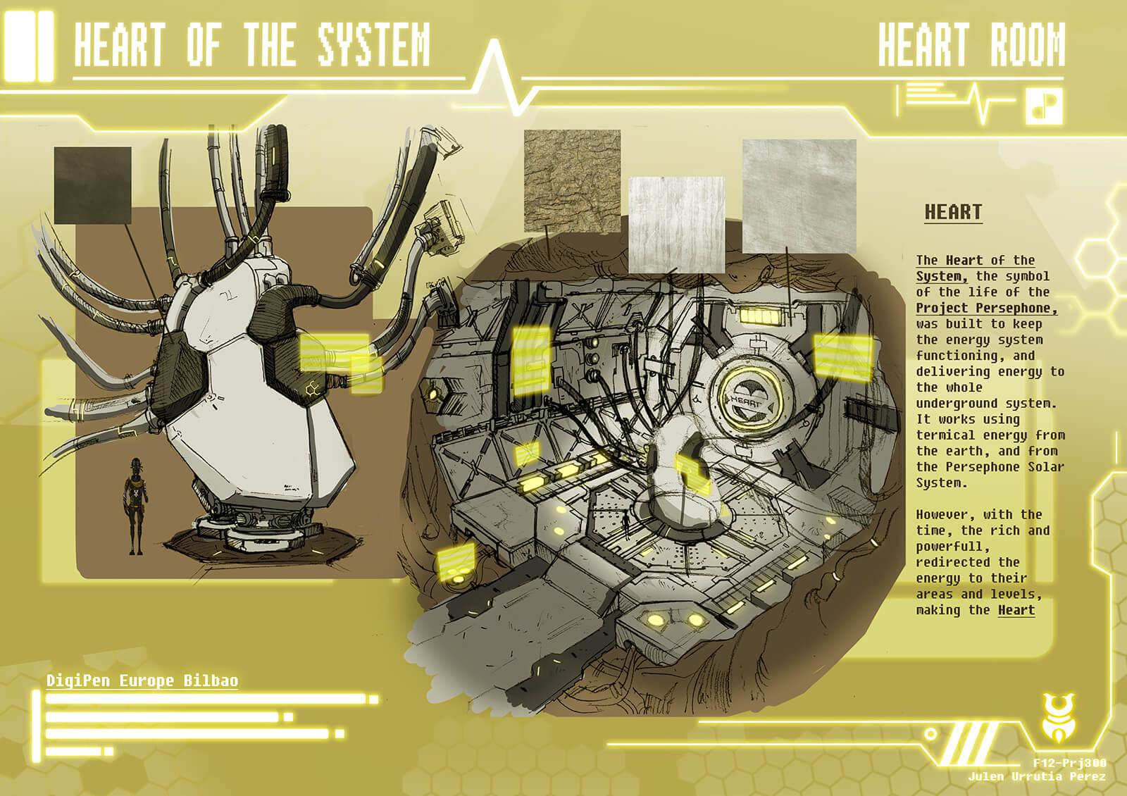 Additional concept paintings of the the &quot;Heart of the System&quot; including a narrow corridor, and a cavern and machine connected by tubes