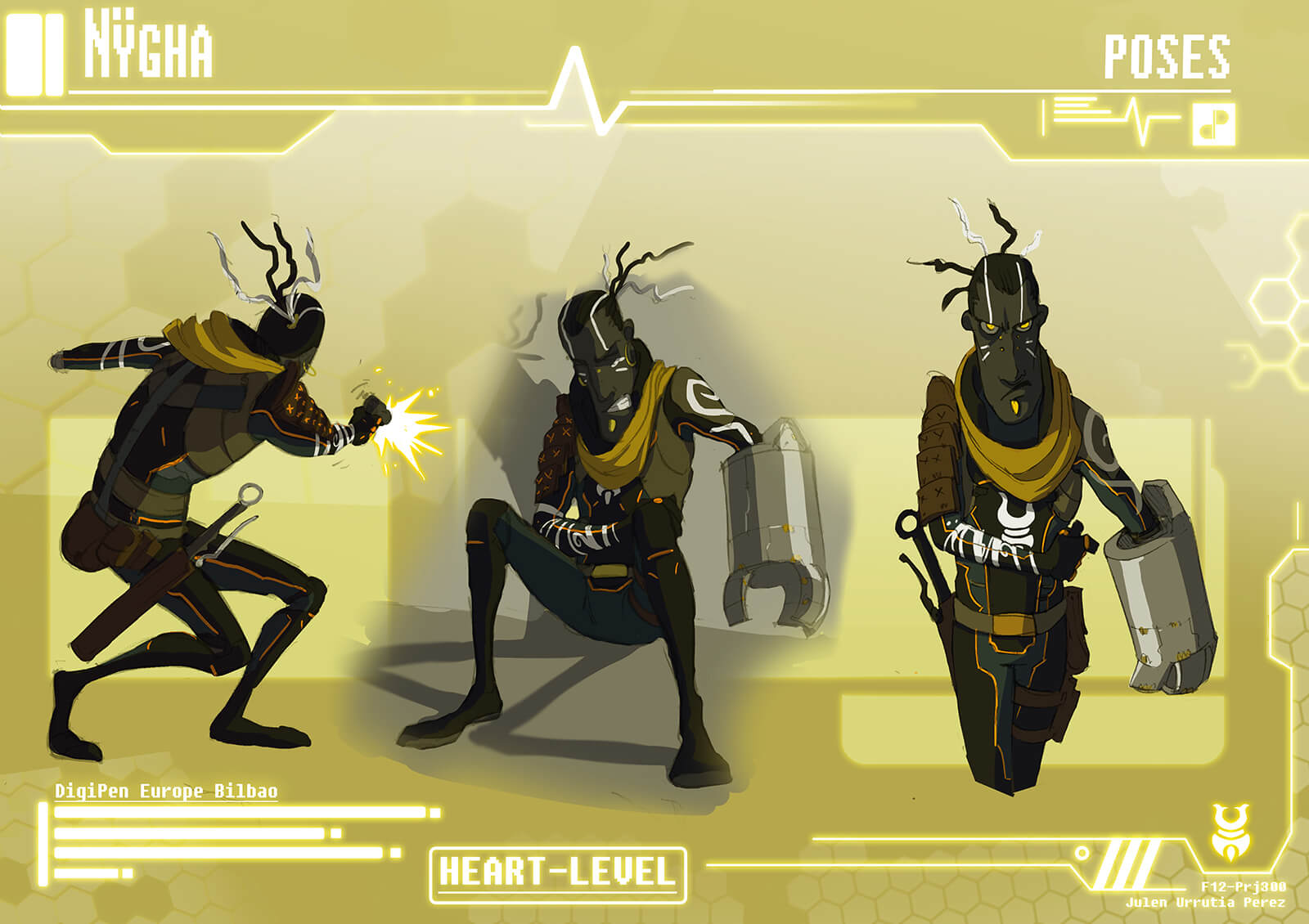 Concept paintings of main character Nygha&#039;s various poses