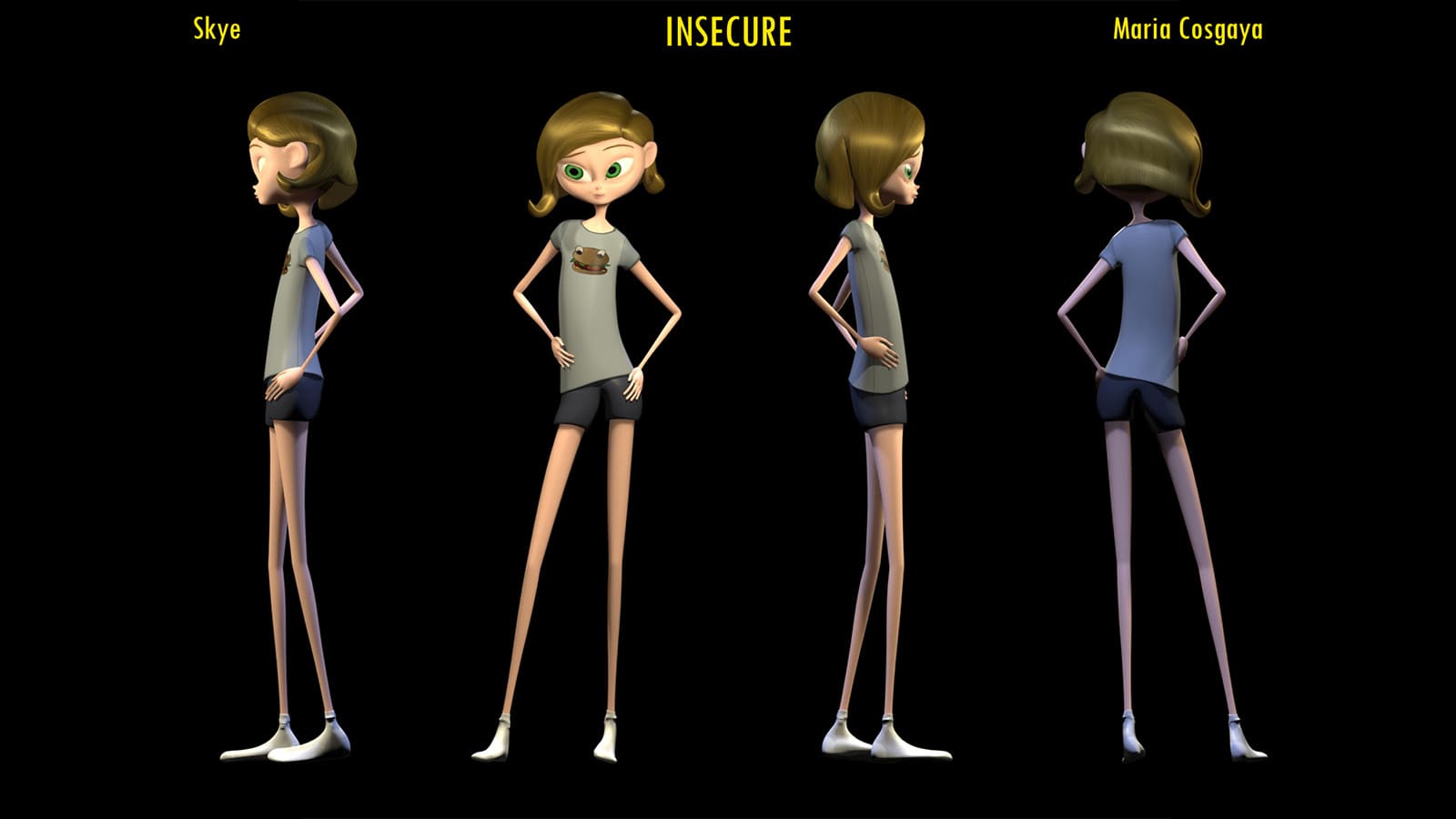 Perspectivas del diseño en 3D de Skye, la protagonista.