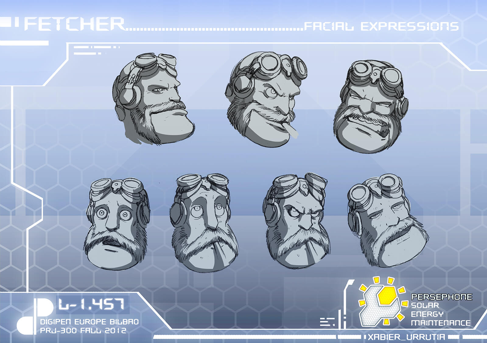 Various facial expressions of main character Fetcher