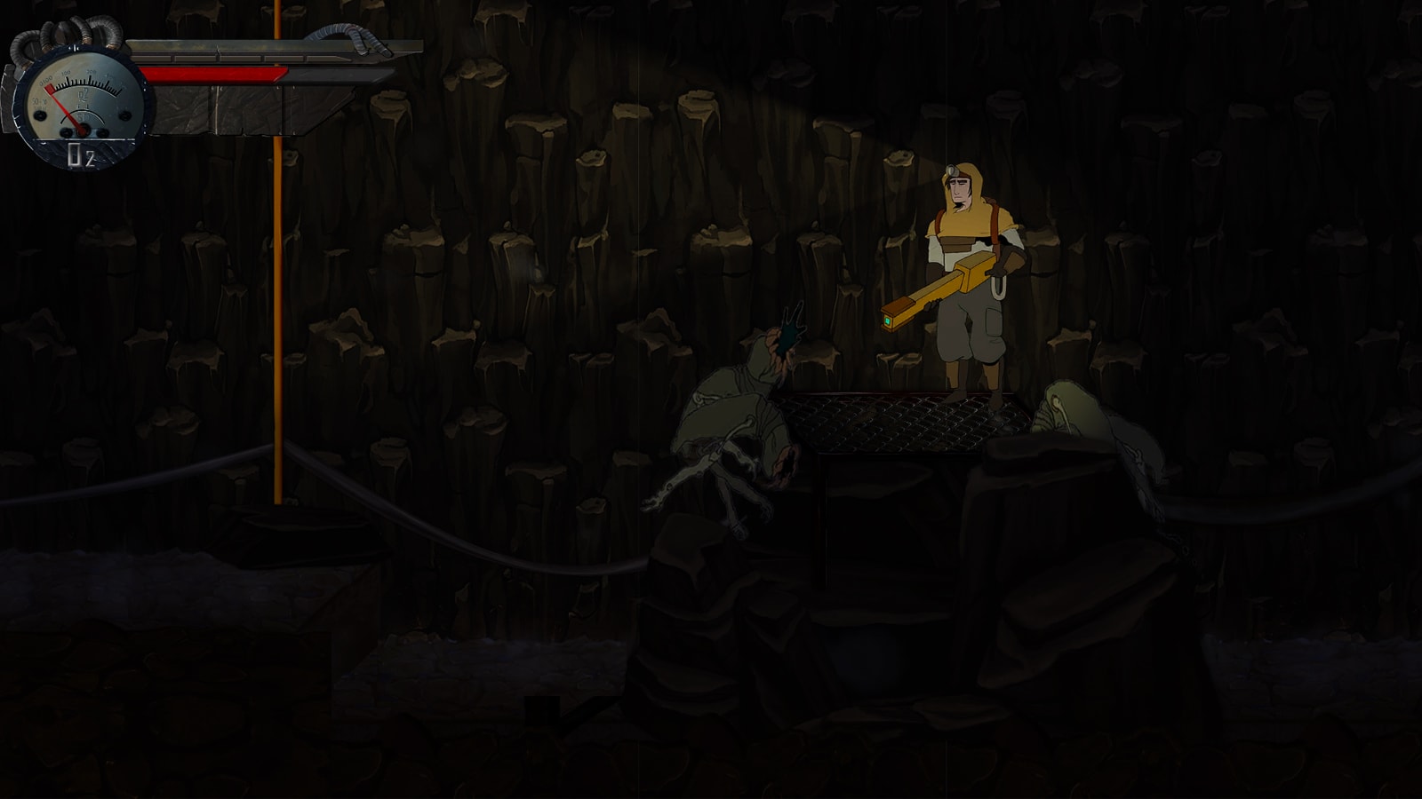 A mutated beast lunges at the game&#039;s hero in a dark cavern