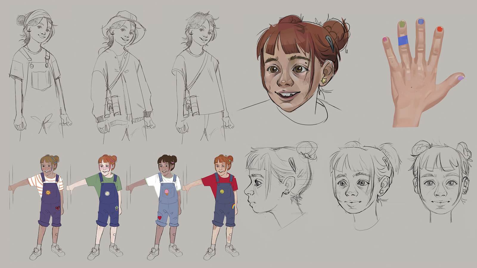 Concept art depicting Hailey, the protagonist of the film, in the early stages of development.