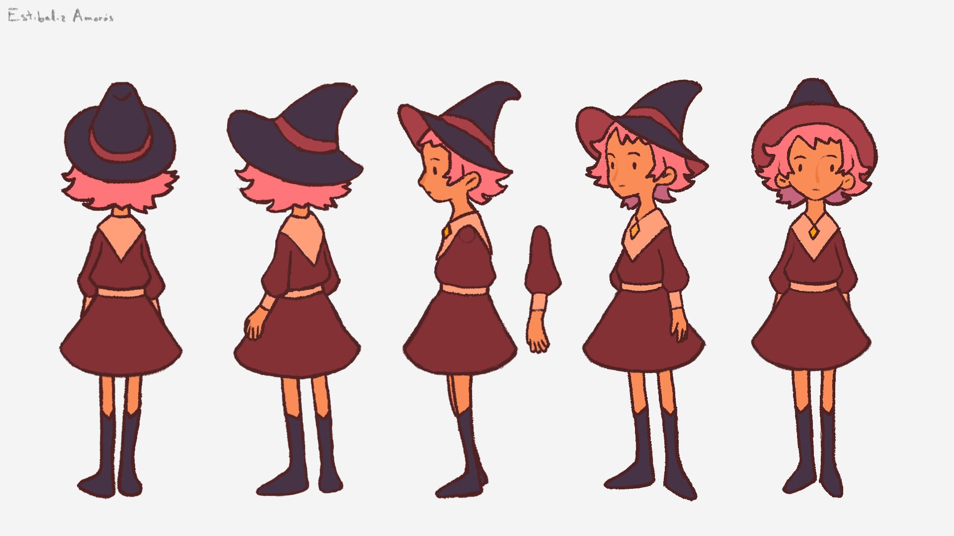 A turnaround of a young witch.