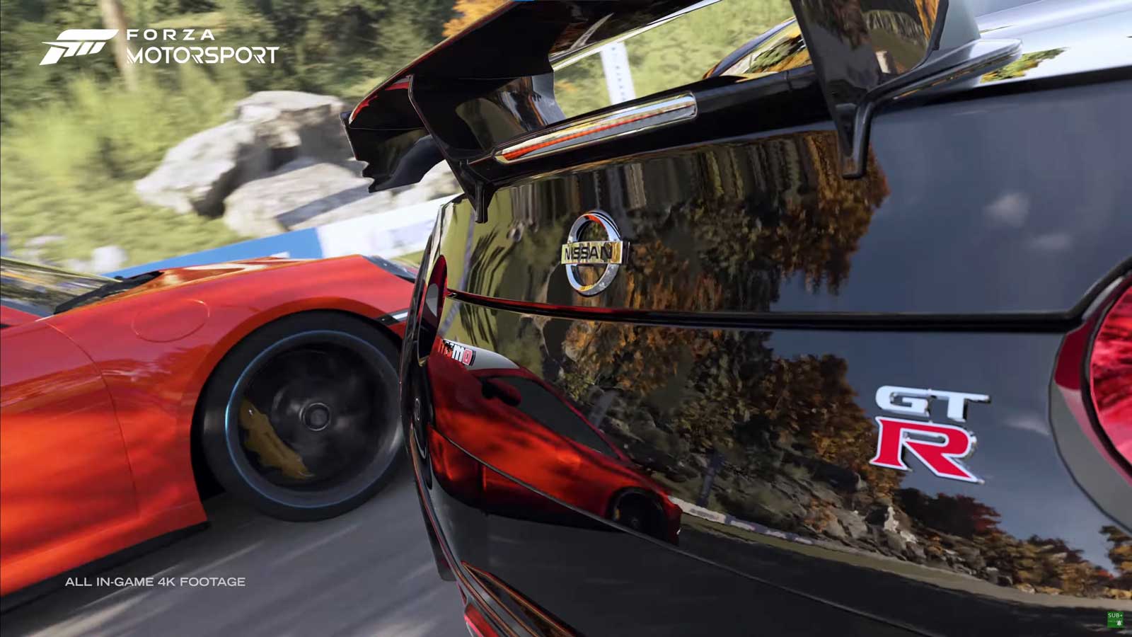 Environmental reflection on metallic surface from the video game Forza Motorsport 7.